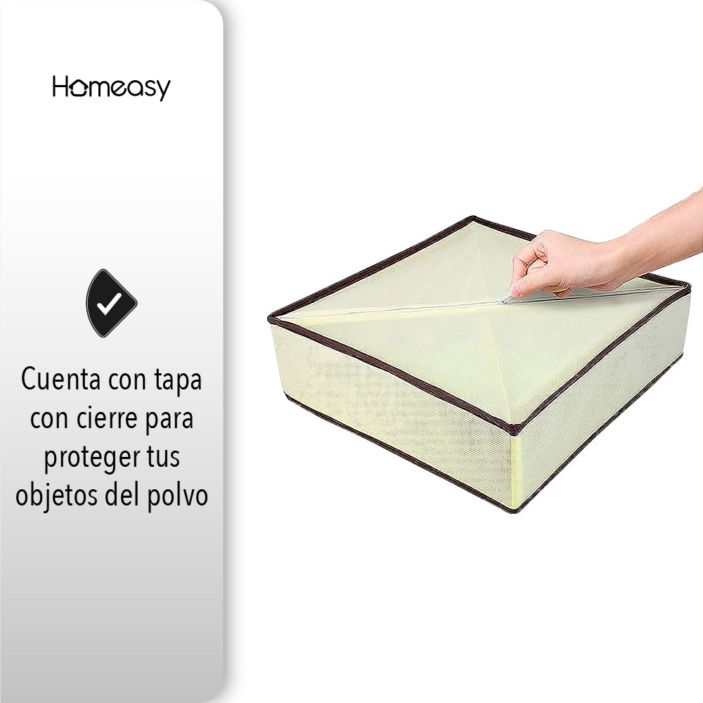 SET DE 4 ORGANIZADORES Y DIVISOR DE CAJONES COLOR BEIGE