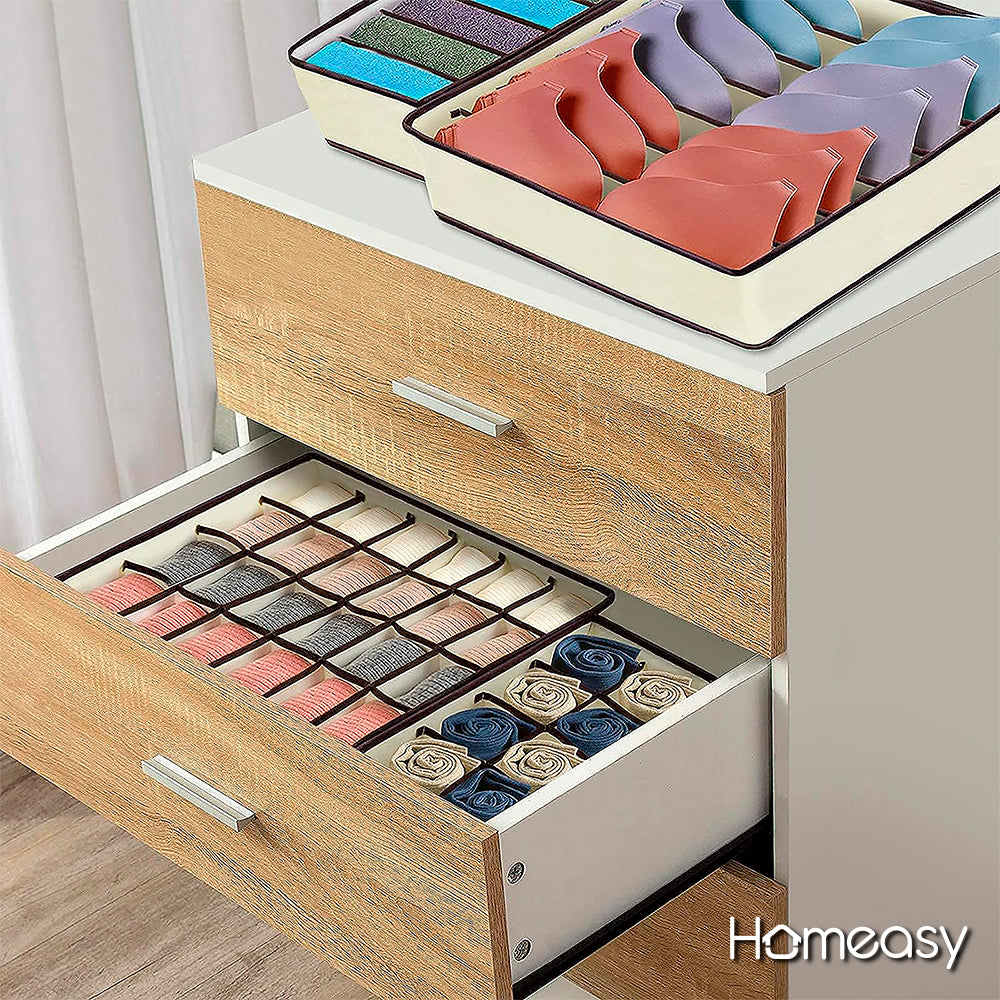 SET DE 4 ORGANIZADORES Y DIVISOR DE CAJONES COLOR BEIGE