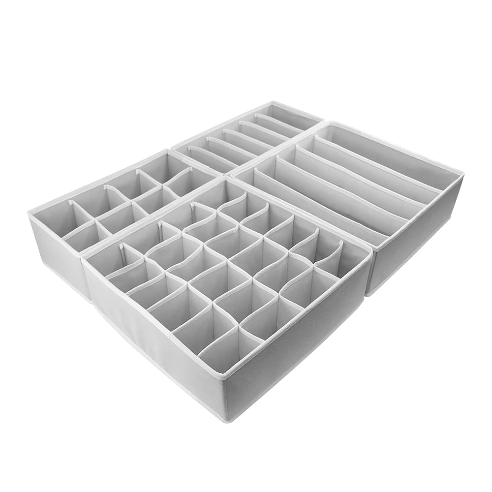 SET DE 4 ORGANIZADORES Y DIVISOR DE CAJONES COLOR GRIS