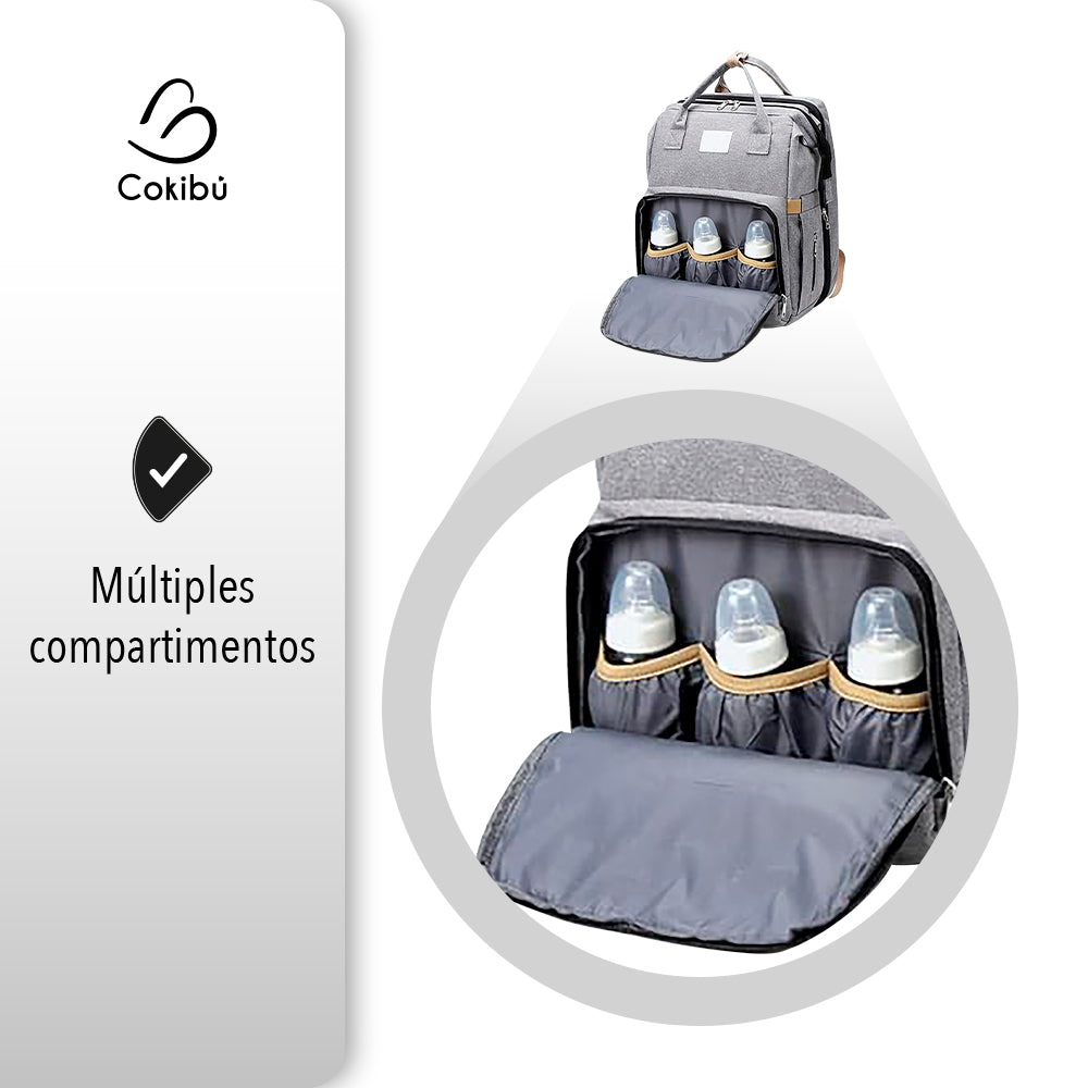 PAÑALERA MORRAL 3 EN 1 COLOR GRIS