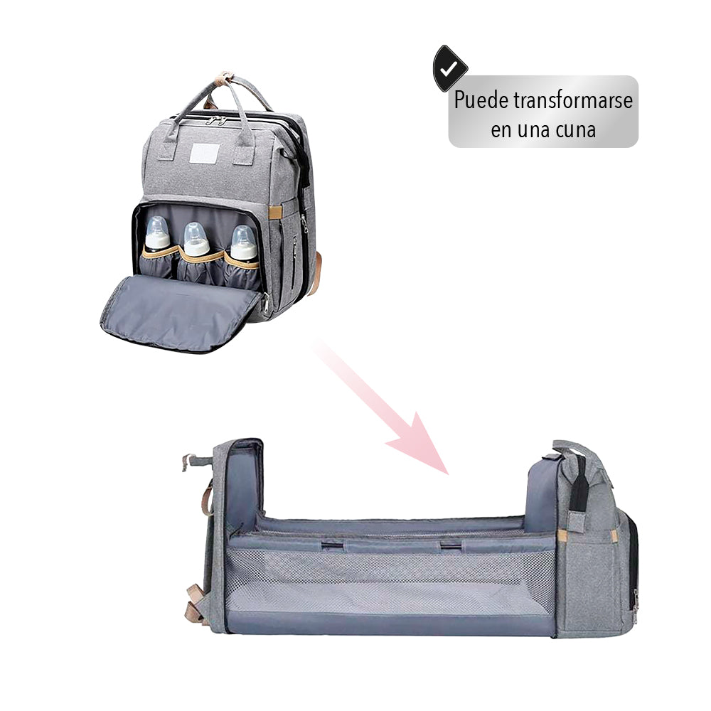 PAÑALERA MORRAL 3 EN 1 COLOR GRIS