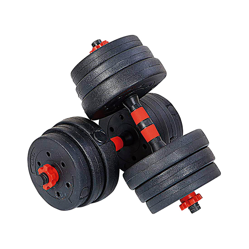 JUEGO DE PESAS MANCUERNAS Y BARRA 20 KG