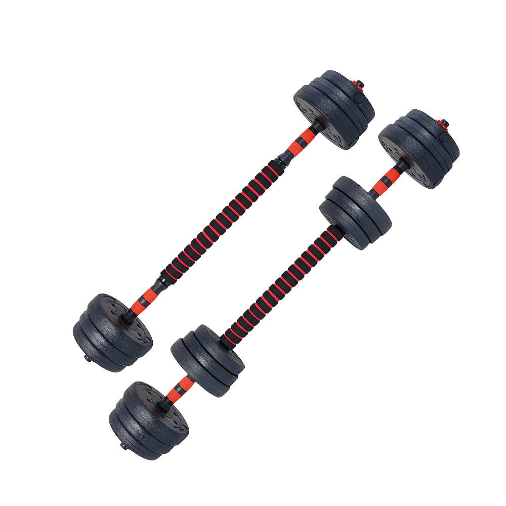 JUEGO DE PESAS MANCUERNAS Y BARRA 20 KG