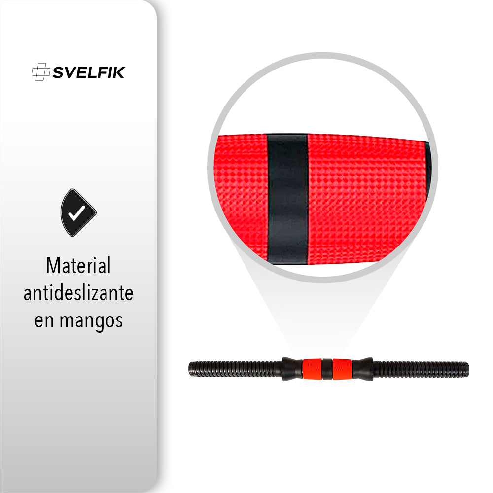 JUEGO DE PESAS MANCUERNAS Y BARRA 20 KG