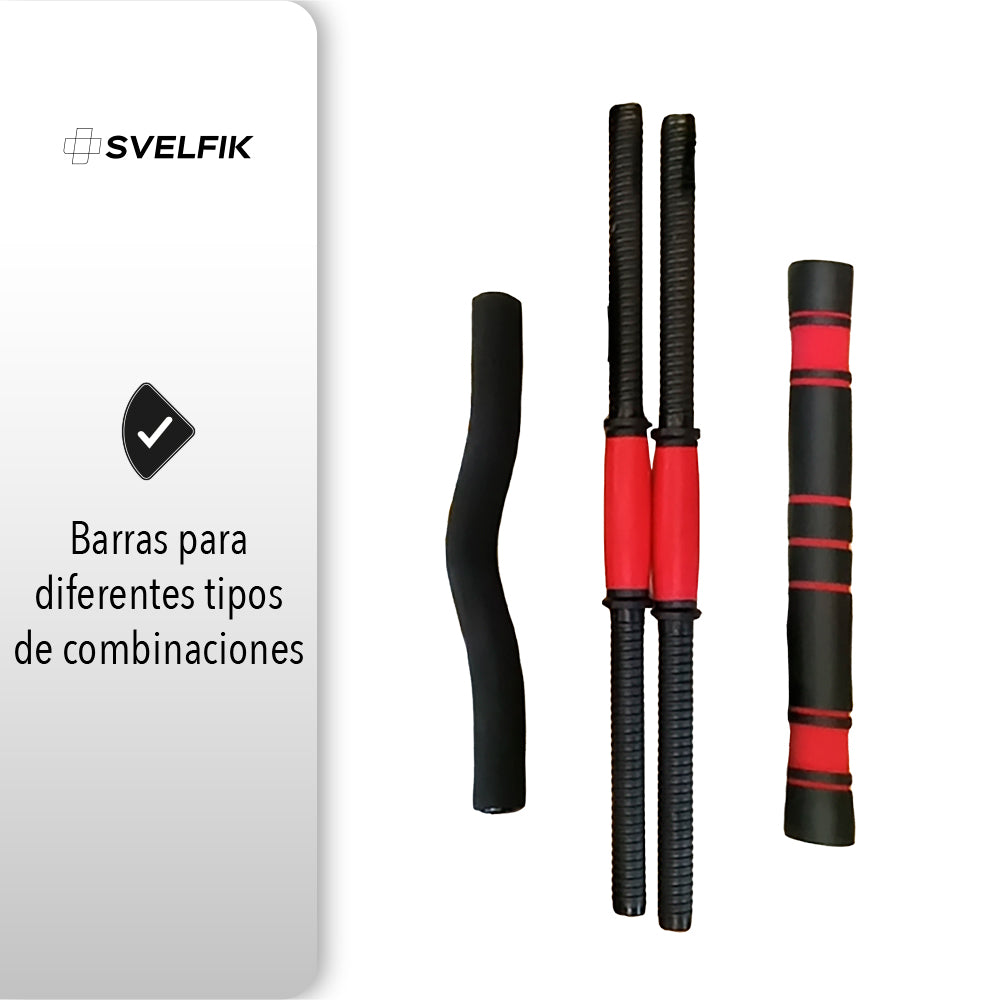 KIT DE PESAS CONVERTIBLE MANCUERNAS BARRA 40 KG