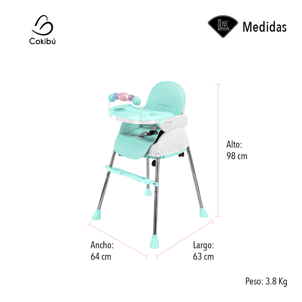 SILLA DE BEBÉ PARA COMER 3 EN 1 COLOR MENTA