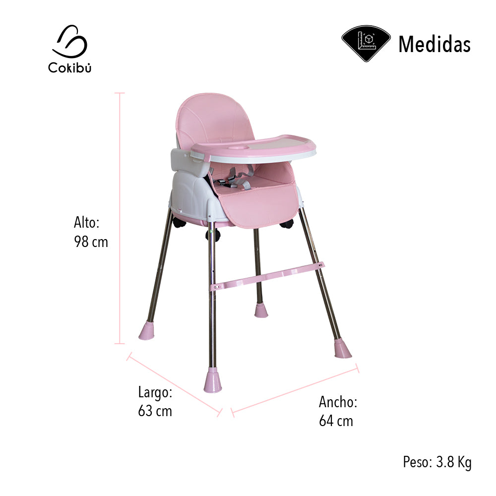 SILLA DE BEBÉ PARA COMER 3 EN 1 COLOR ROSA