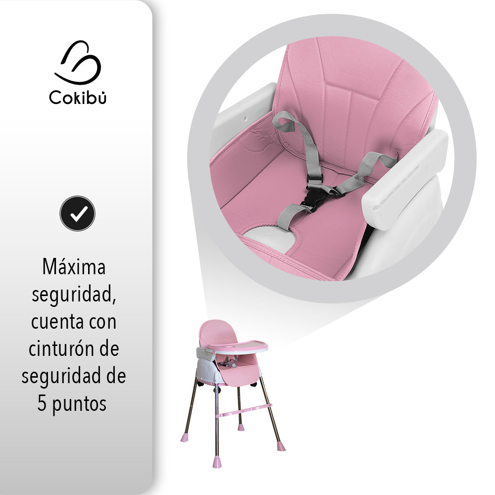 SILLA DE BEBÉ PARA COMER 3 EN 1 COLOR ROSA