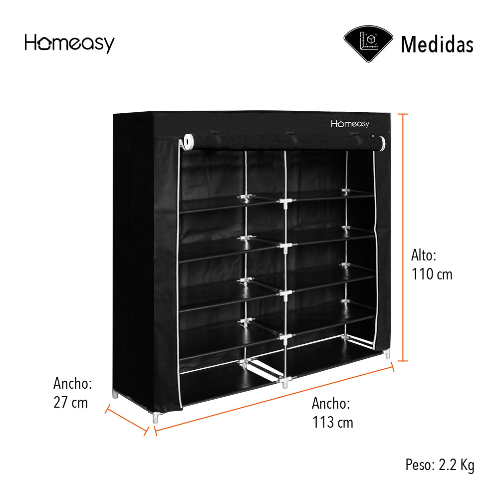 ZAPATERA CLOSET DE 6 NIVELES COLOR NEGRO