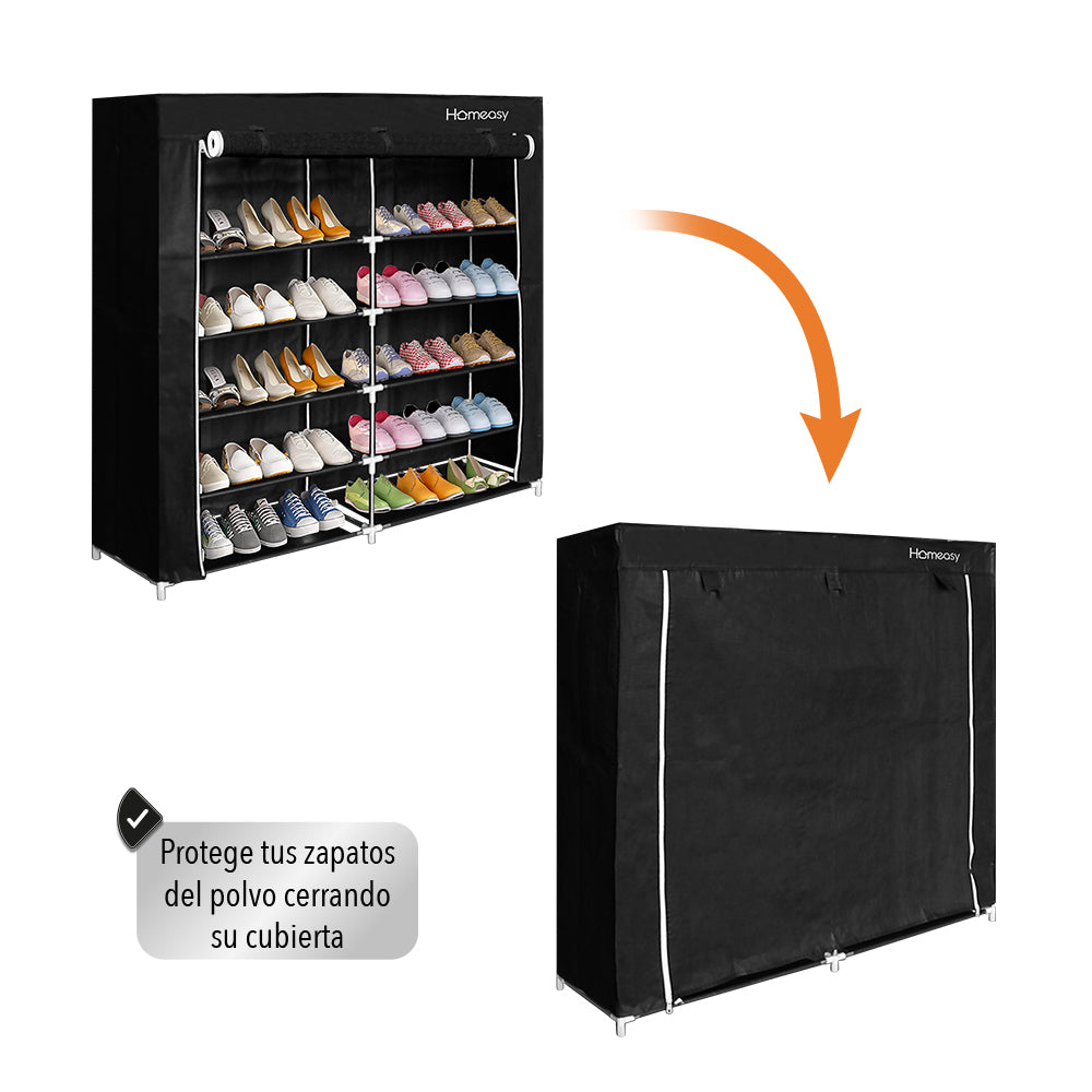 ZAPATERA CLOSET DE 6 NIVELES COLOR NEGRO