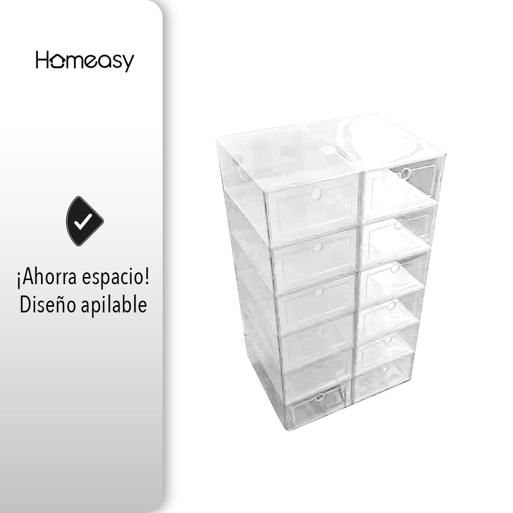 CAJAS TRANSPARENTES ORGANIZADORAS DE ZAPATOS 12 PIEZAS