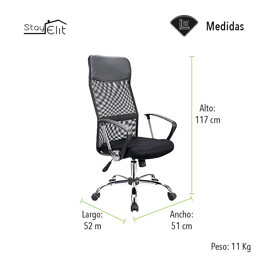 SILLA DE OFICINA ERGONÓMICA CON RESPALDO ALTO