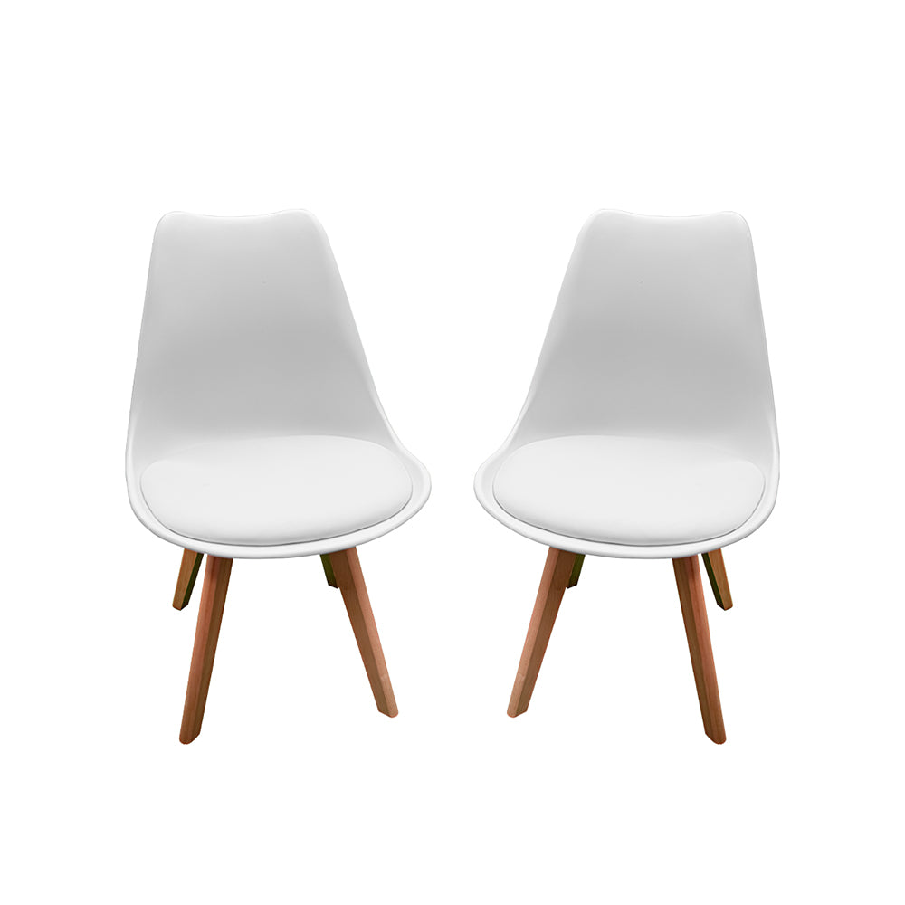SET DE 2 SILLAS MINIMALISTAS ACOJINADAS TIPO EAMES COLOR BLANCO