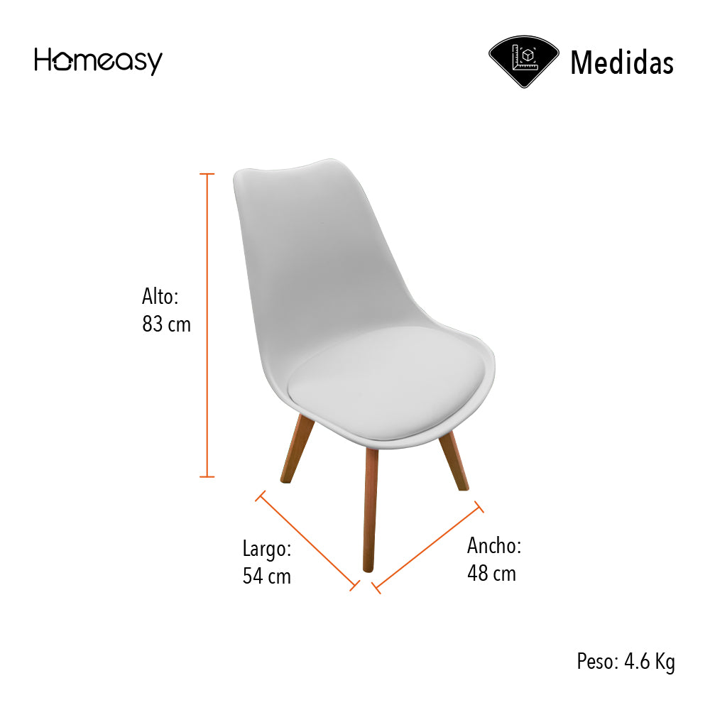 SET DE 2 SILLAS MINIMALISTAS ACOJINADAS TIPO EAMES COLOR BLANCO