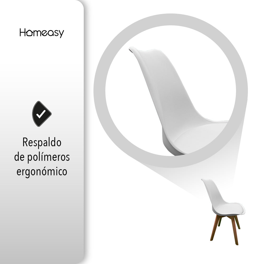 SET DE 2 SILLAS MINIMALISTAS ACOJINADAS TIPO EAMES COLOR BLANCO