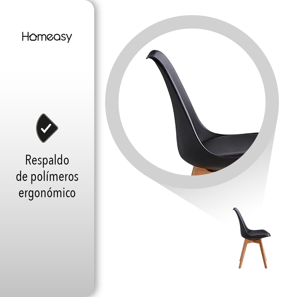 SET DE 2 SILLAS ACOJINADAS TIPO EAMES COLOR NEGRO