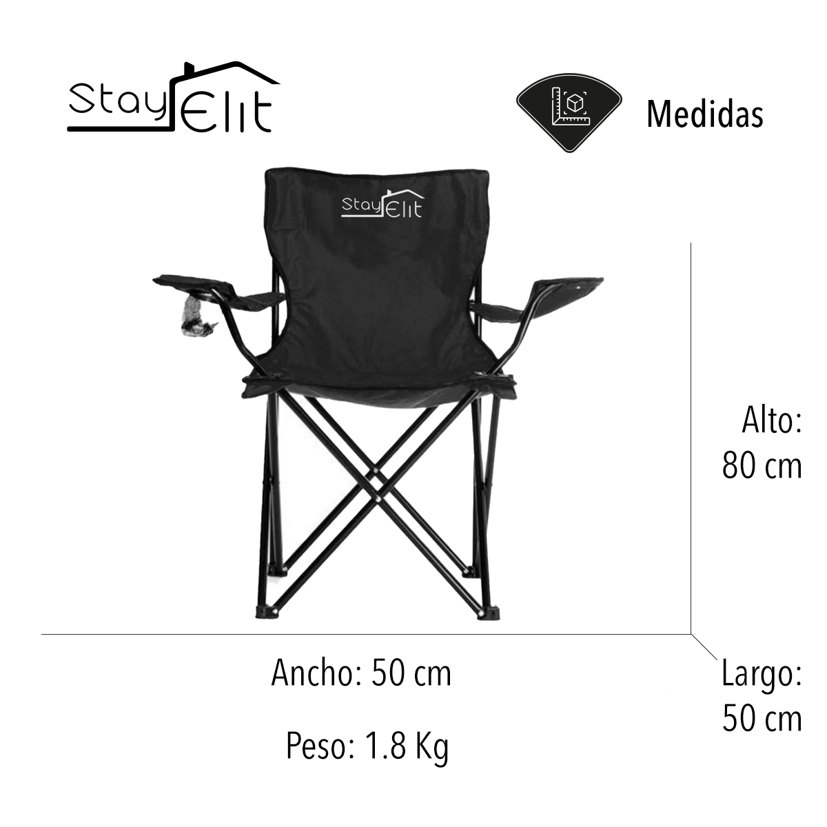 SILLA PLEGABLE DE CAMPISMO COLOR NEGRO