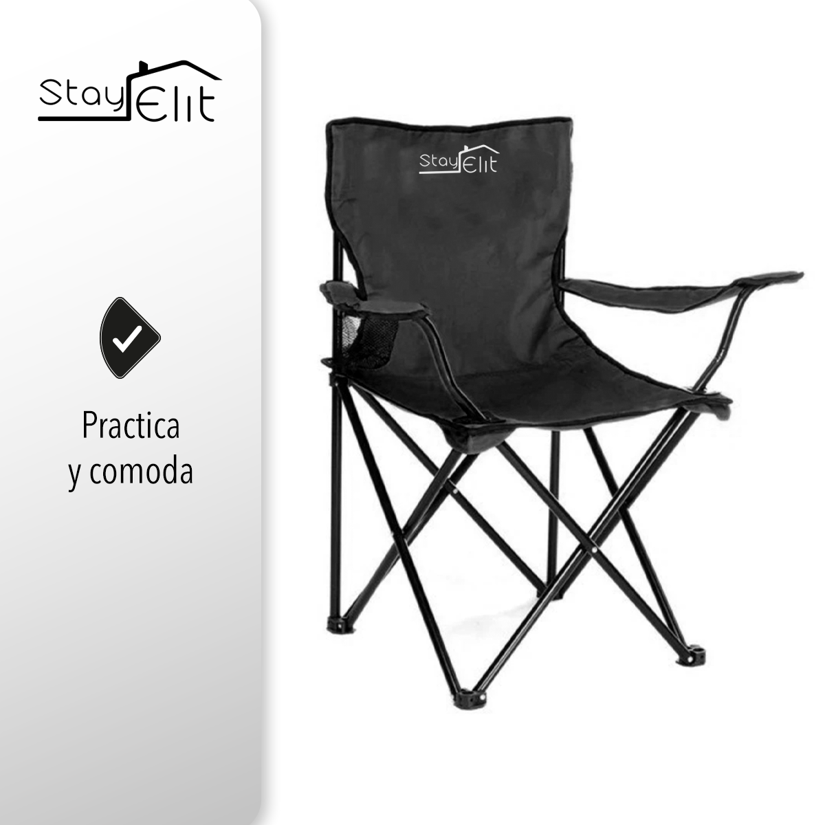 SILLA PLEGABLE DE CAMPISMO COLOR NEGRO