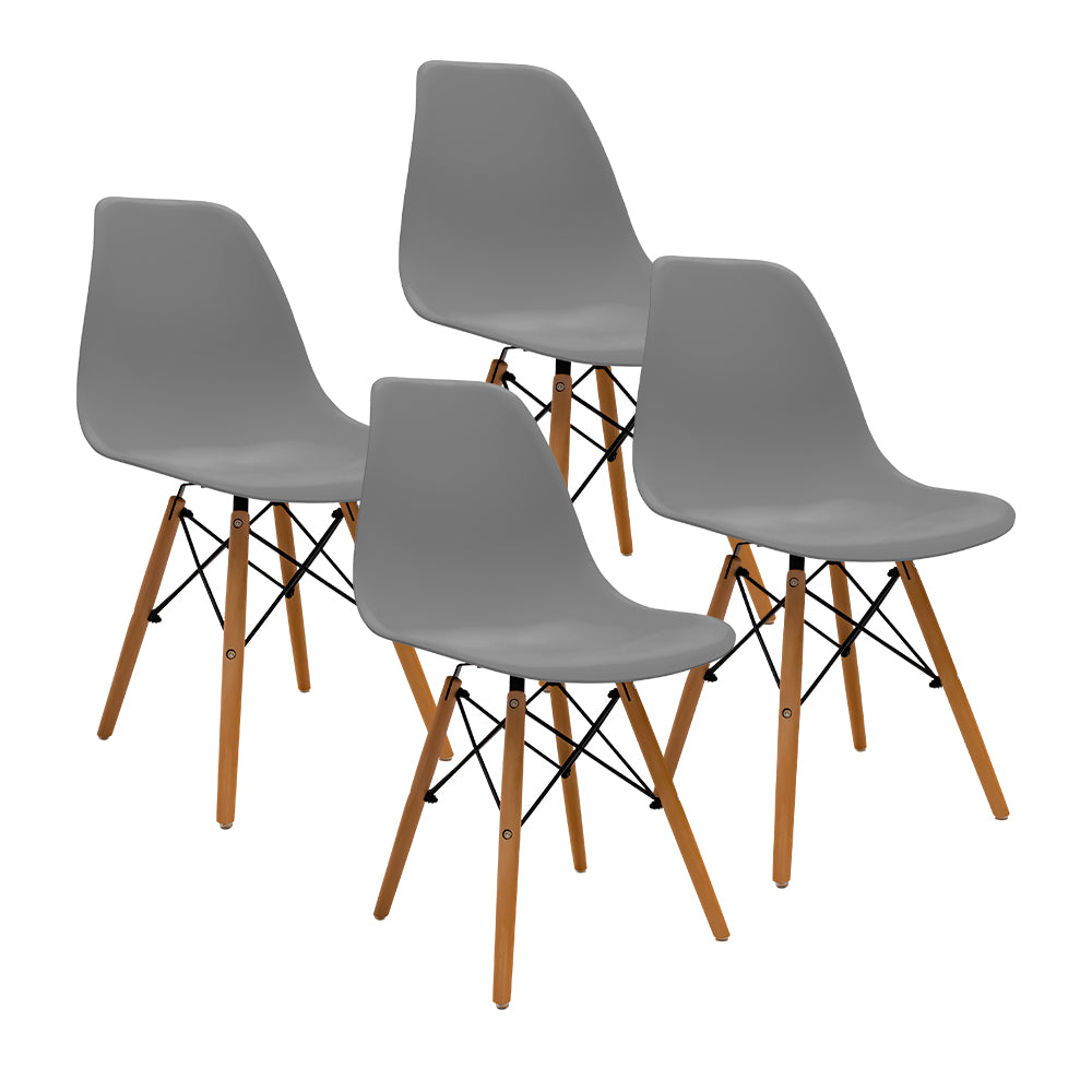 SET DE 4 SILLAS EAMES MINIMALISTAS COLOR GRIS CLARO