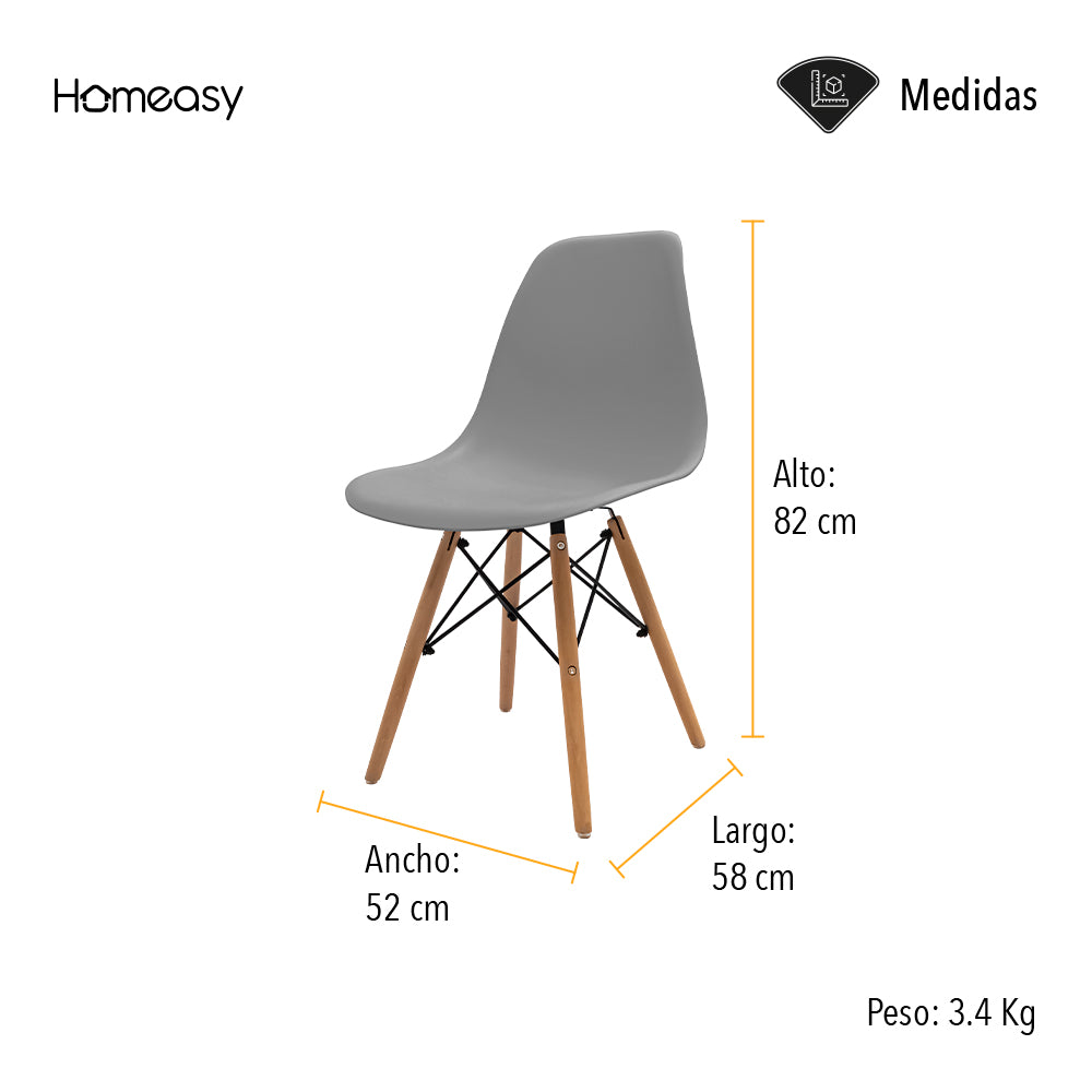 SET DE 4 SILLAS EAMES MINIMALISTAS COLOR GRIS CLARO