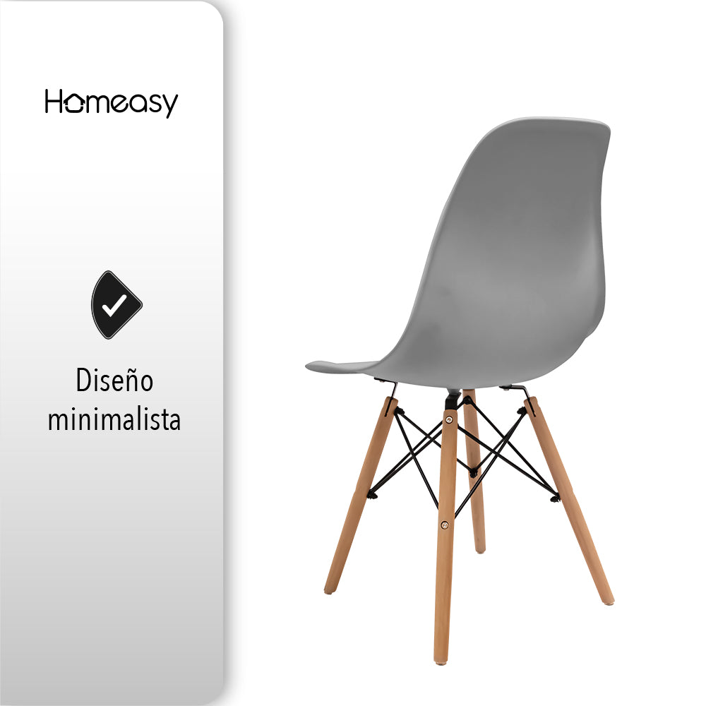 SET DE 4 SILLAS EAMES MINIMALISTAS COLOR GRIS CLARO