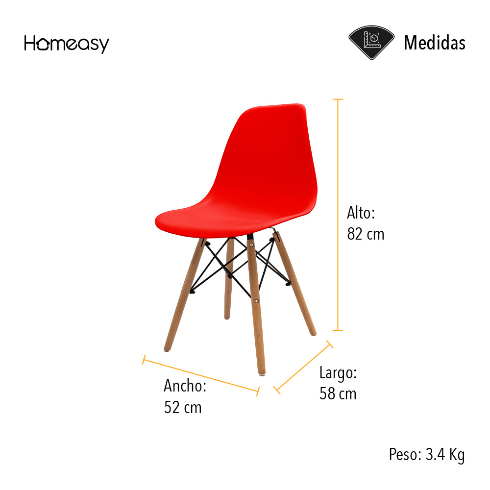 SET DE 2 SILLAS MINIMALISTAS COLOR ROJO