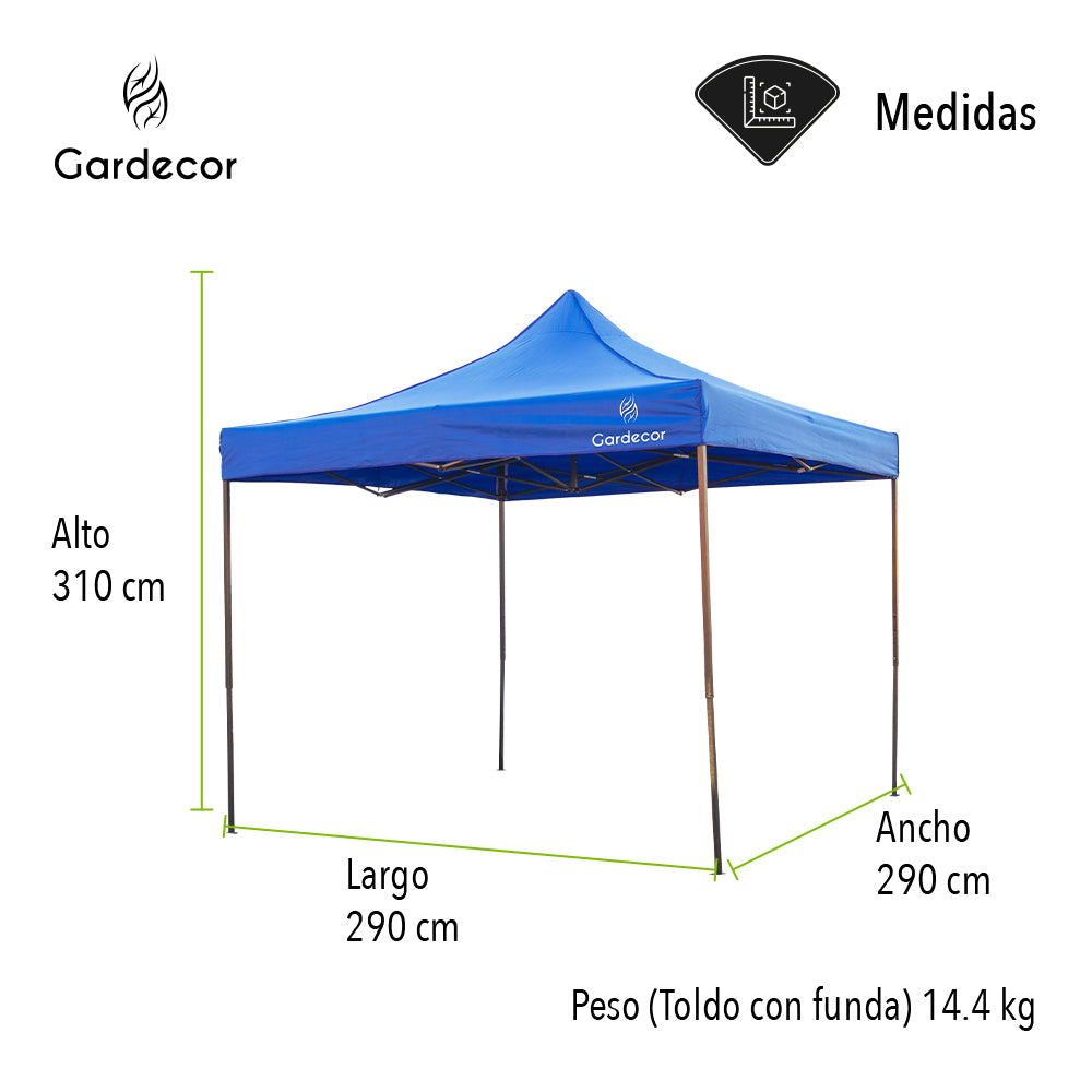TOLDO TIPO CARPA 3X3 COLOR AZUL CON FUNDA
