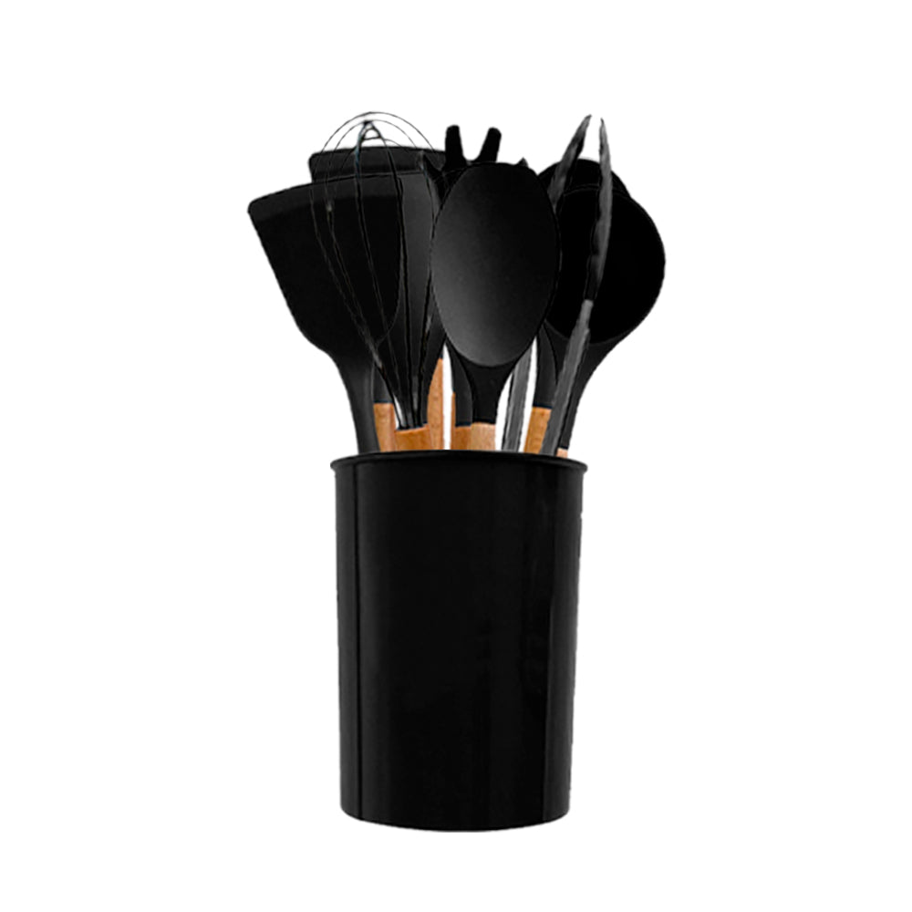 SET DE 12 UTENSILIOS DE COCINA COLOR NEGRO