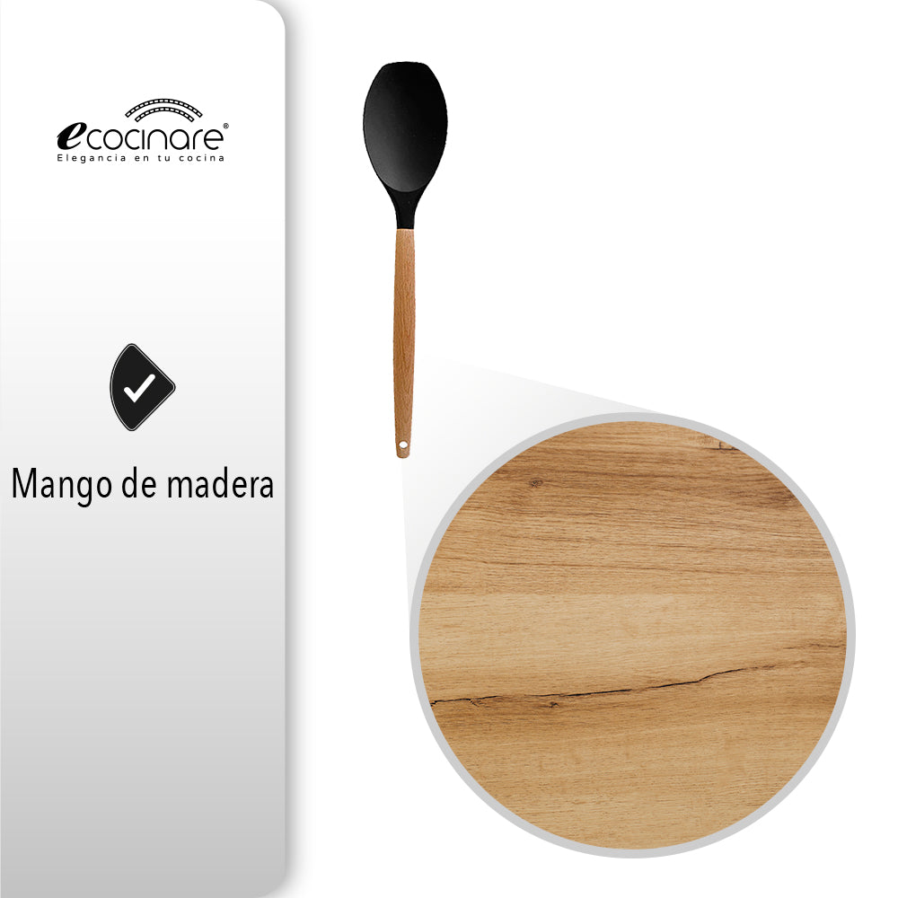 SET DE 12 UTENSILIOS DE COCINA COLOR NEGRO