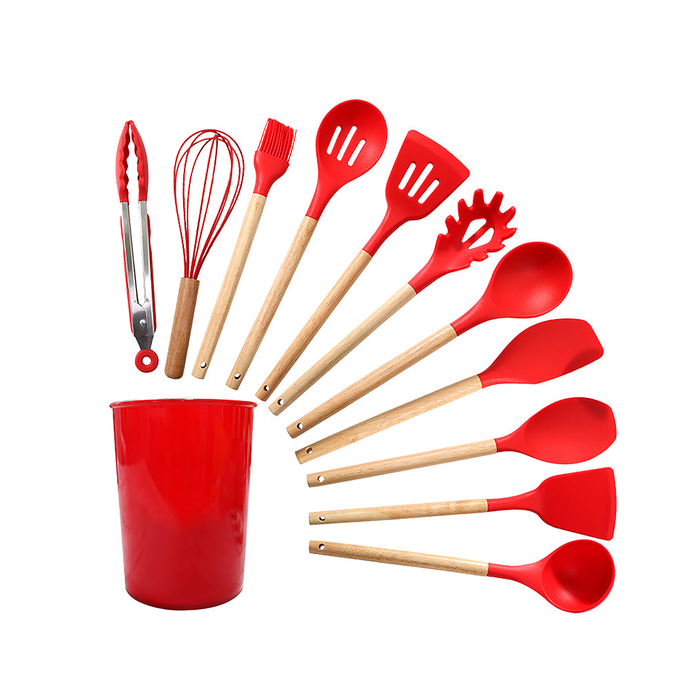 SET DE 12 UTENSILIOS DE COCINA COLOR ROJO