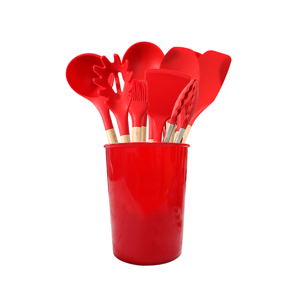 SET DE 12 UTENSILIOS DE COCINA COLOR ROJO