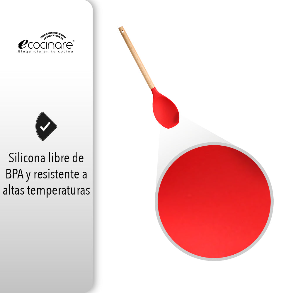 SET DE 12 UTENSILIOS DE COCINA COLOR ROJO