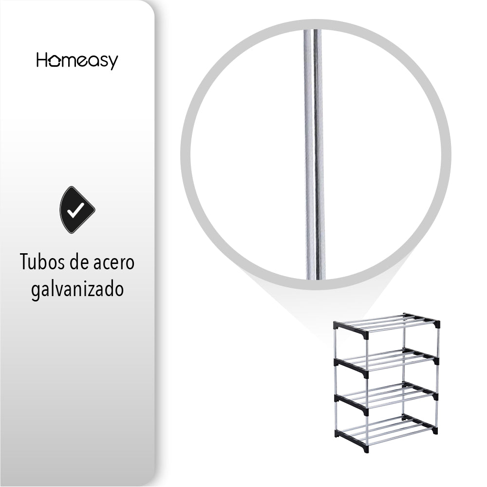 ZAPATERO ORGANIZADOR METÁLICO 4 NIVELES 8 PARES