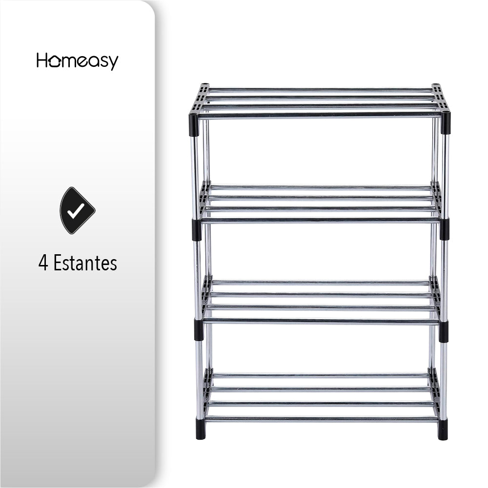 ZAPATERO ORGANIZADOR METÁLICO 4 NIVELES 8 PARES